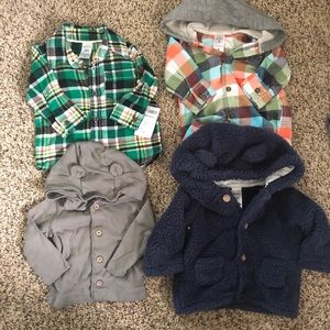 0-3 month button up shirts/sweaters